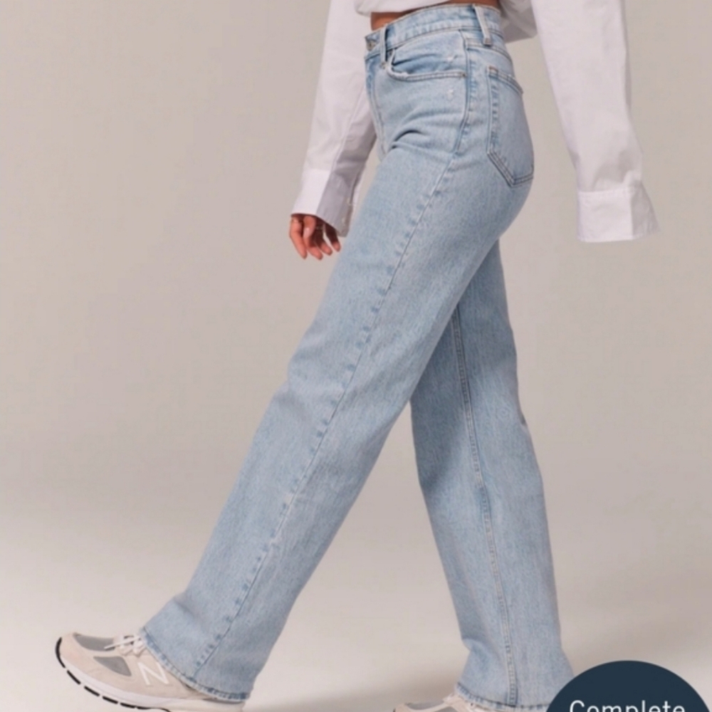 ❤️ ABERCROMBIE & FITCH 90'S HIGH RISE RELAXED WIDE LEG JEANS, 00S (24 SHORT) - Picture 3 of 14